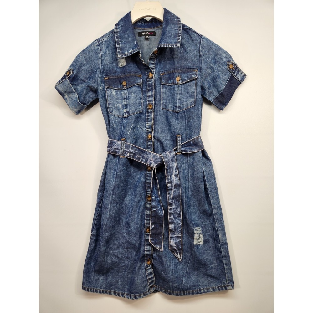 Girls Denim Dress 100% Cotton Size 7/8
